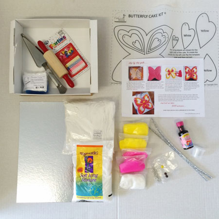 butterfly first birthday DIY cake kit contents from Cake 2 The Rescue