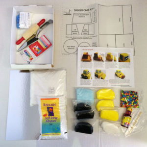 Digger birthday cake kit contents from Cake 2 The Rescue