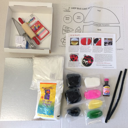 easy girl ladybug cake kit contents from Cake 2 The Rescue