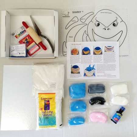 Easy shark cake kit contents from Cake 2 The Rescue