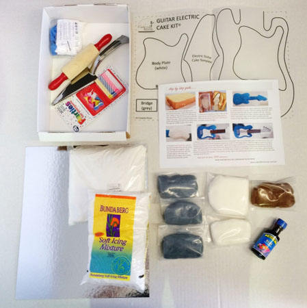 electric guitar cakes for dad's and Father's Day cake kit contents from Cake 2 The Rescue