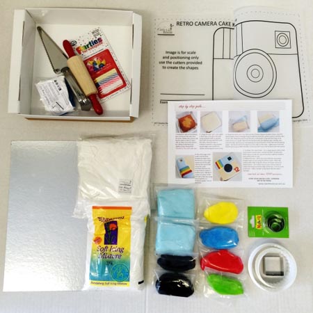 retro camera birthday cake kit contents from Cake 2 The Rescue