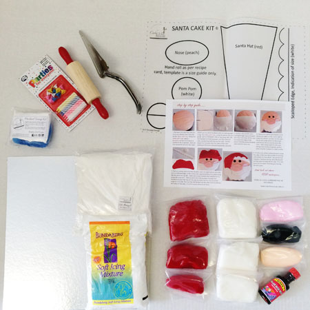 Santa Claus Christmas Cake kit contents from Cake 2 The Rescue