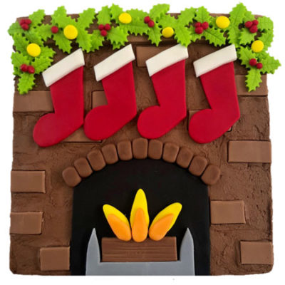 Christmas fireplace cake DIY kit from Cake 2 The Rescue