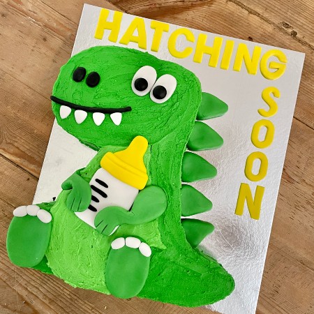 hatching-soon-baby-shower-cake-ideas-dinosaur