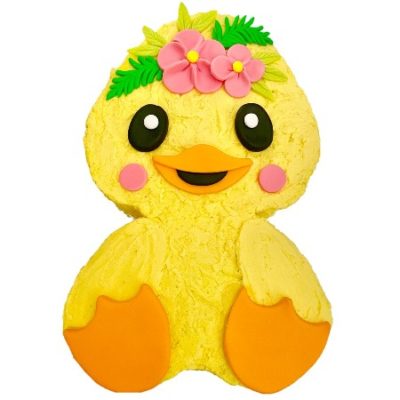 duck-with-flower-crown-cake-duck-theme-party